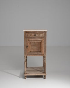 1900s French Oak Side Table With Marble Top