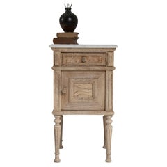 1900s French Oak Side Table With Marble Top