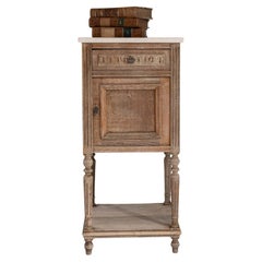 1900s French Oak Side Table With Marble Top