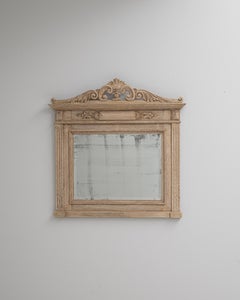 1900s French Oak Wall Mirror, Hand-Carved, Classical Design, Antique