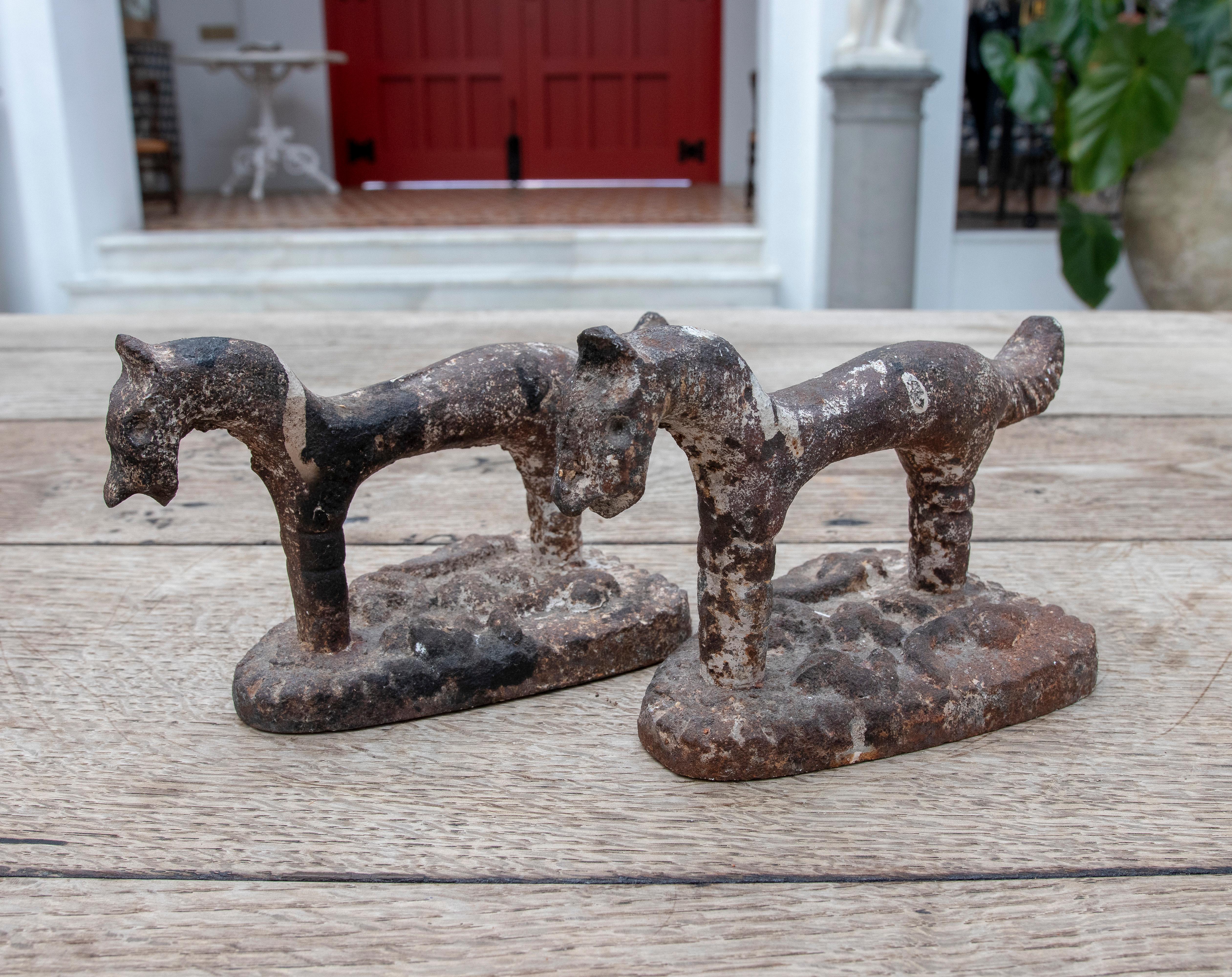 1900s French Pair of Iron Horse Door Holders In Good Condition In Marbella, ES