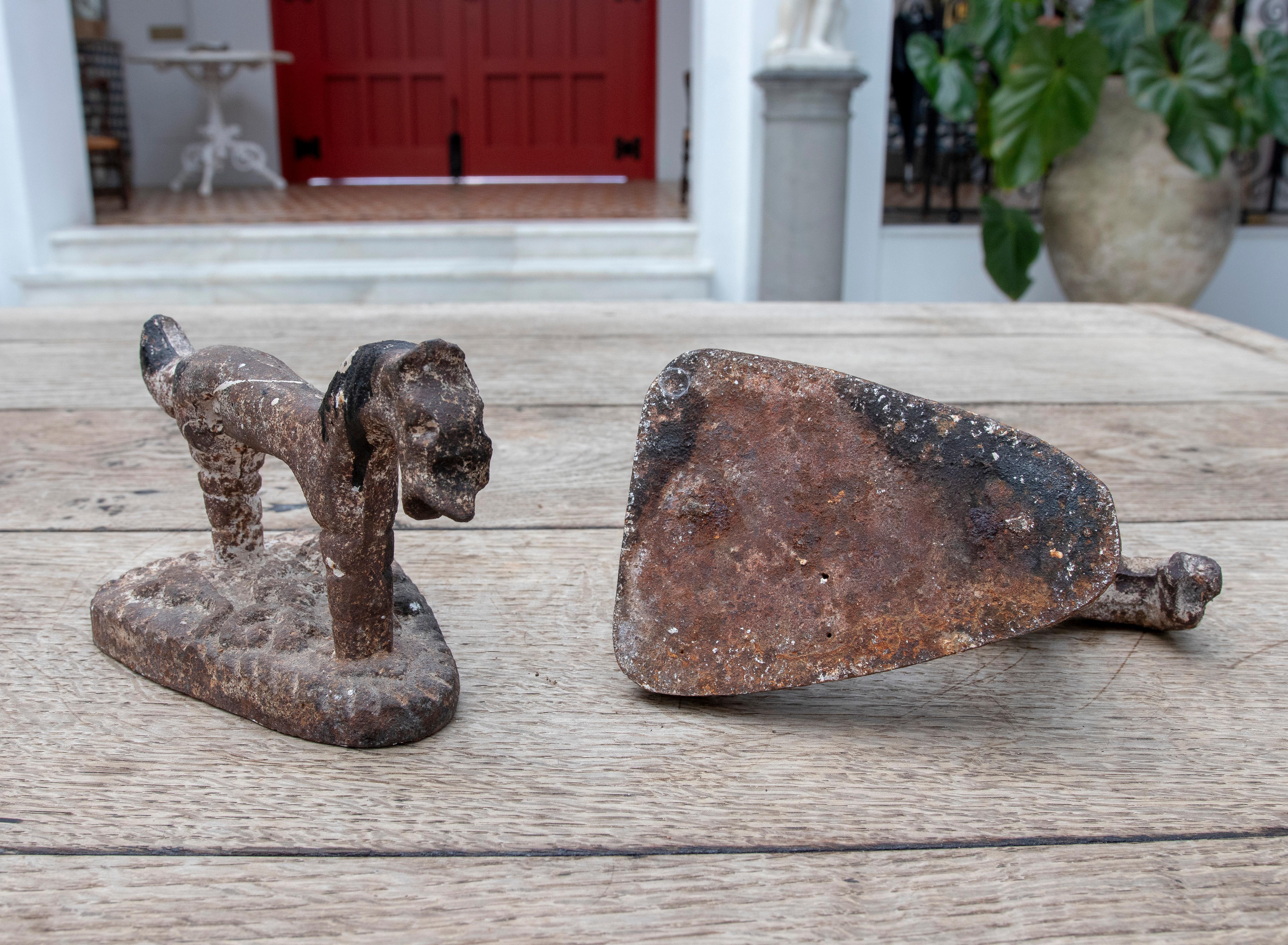 1900s French Pair of Iron Horse Door Holders 1