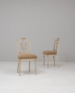 1900s French Pair Of White Patinated Louis XVI Gilded Chairs