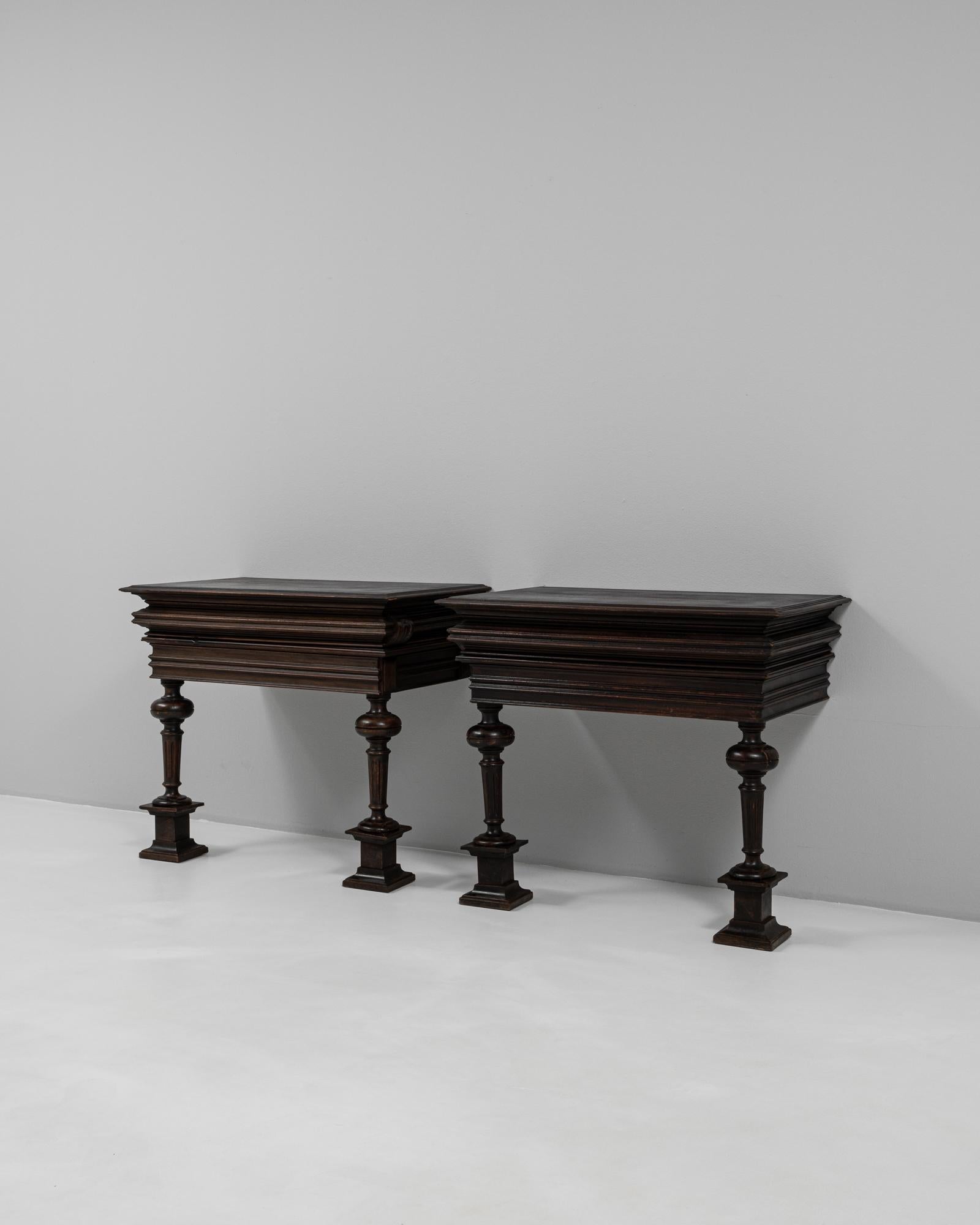 20th Century 1900s French Pair Of Wooden Console Tables In Original Patina For Sale