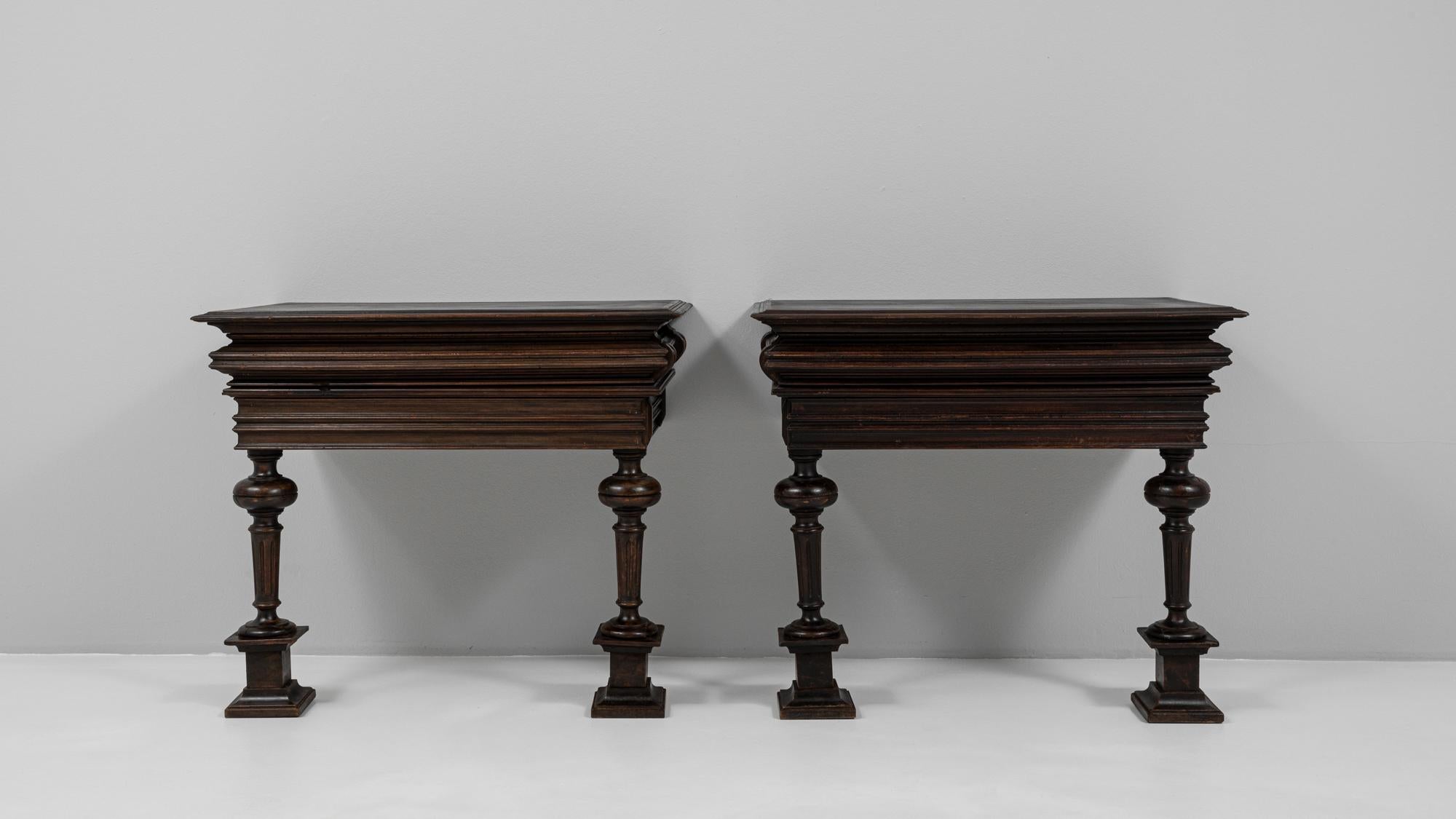 1900s French Pair Of Wooden Console Tables In Original Patina For Sale 3