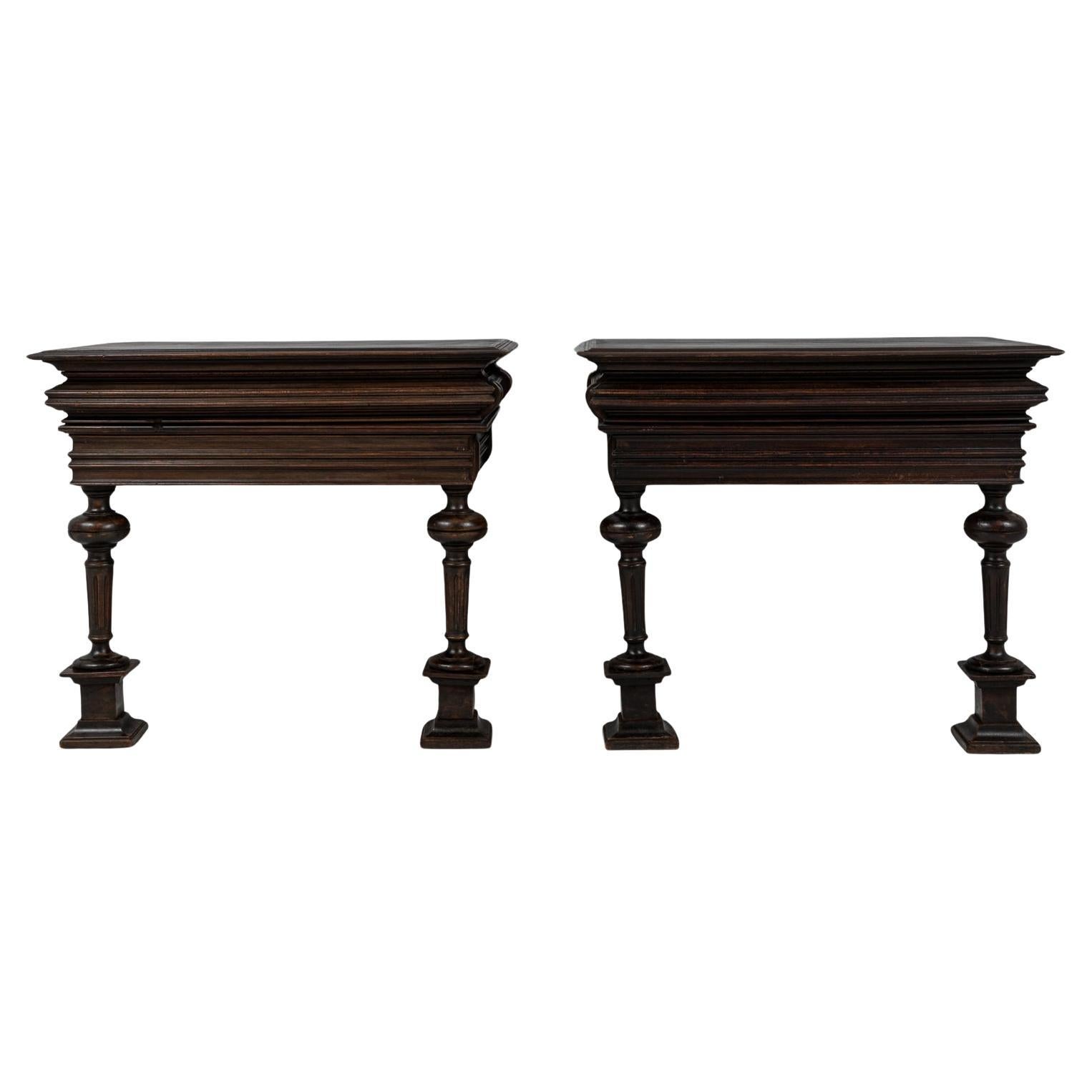 1900s French Pair Of Wooden Console Tables In Original Patina For Sale