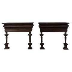 1900s French Pair Of Wooden Console Tables In Original Patina