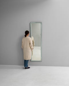 1900s French Patinated Wooden Floor Mirror