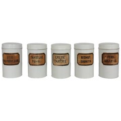 1900s French Pharmacy Porcelain Jars