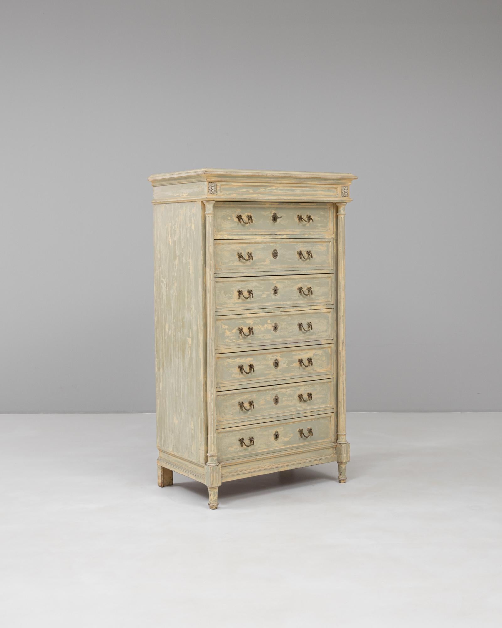 Wood 1900s French Provincial 7-Drawer Semainier Chest For Sale