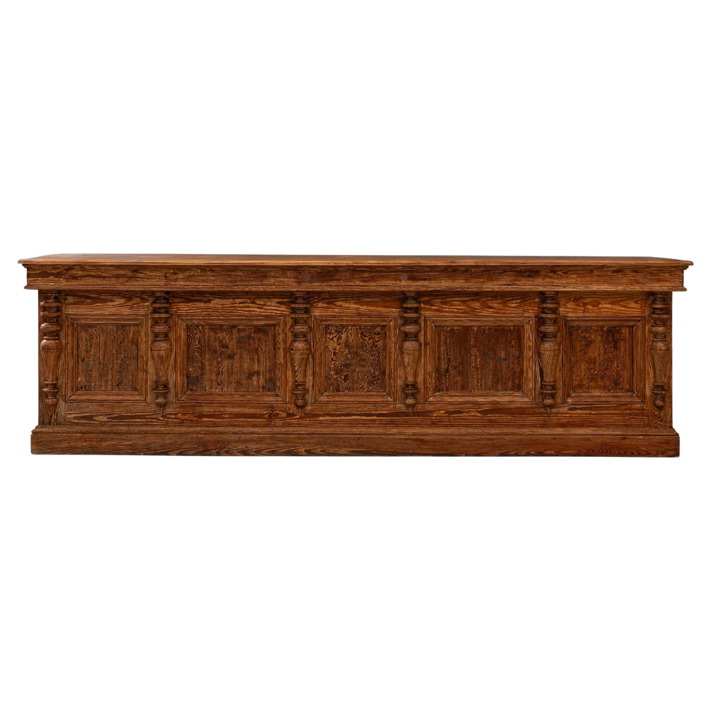 1900s French Provincial Carved Wooden Shop Counter