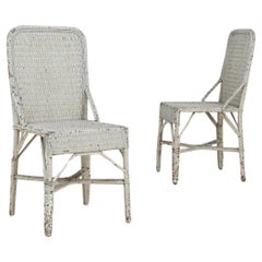 Antique 1900s French Rattan Chairs, a Pair