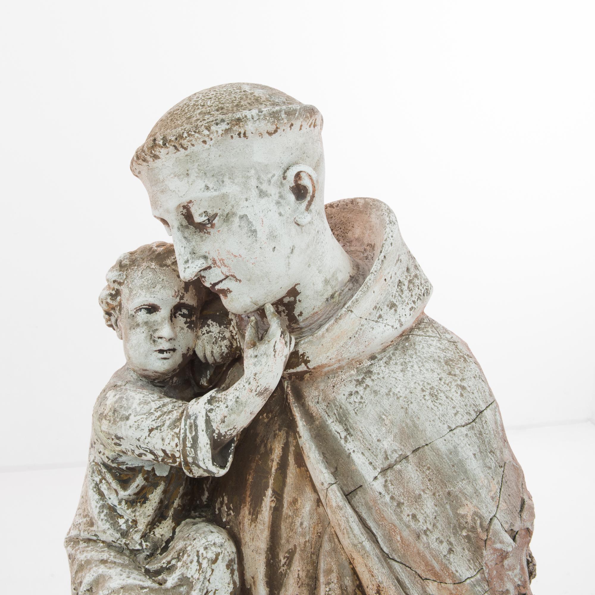 Early 20th Century 1900s French Saint Anthony Sculpture