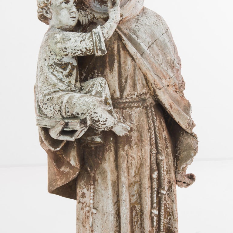 Plaster 1900s French Saint Anthony Sculpture For Sale