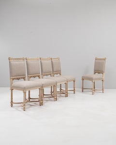 1900s French Set Of Five Louis XVI Upholstered Dining Chairs