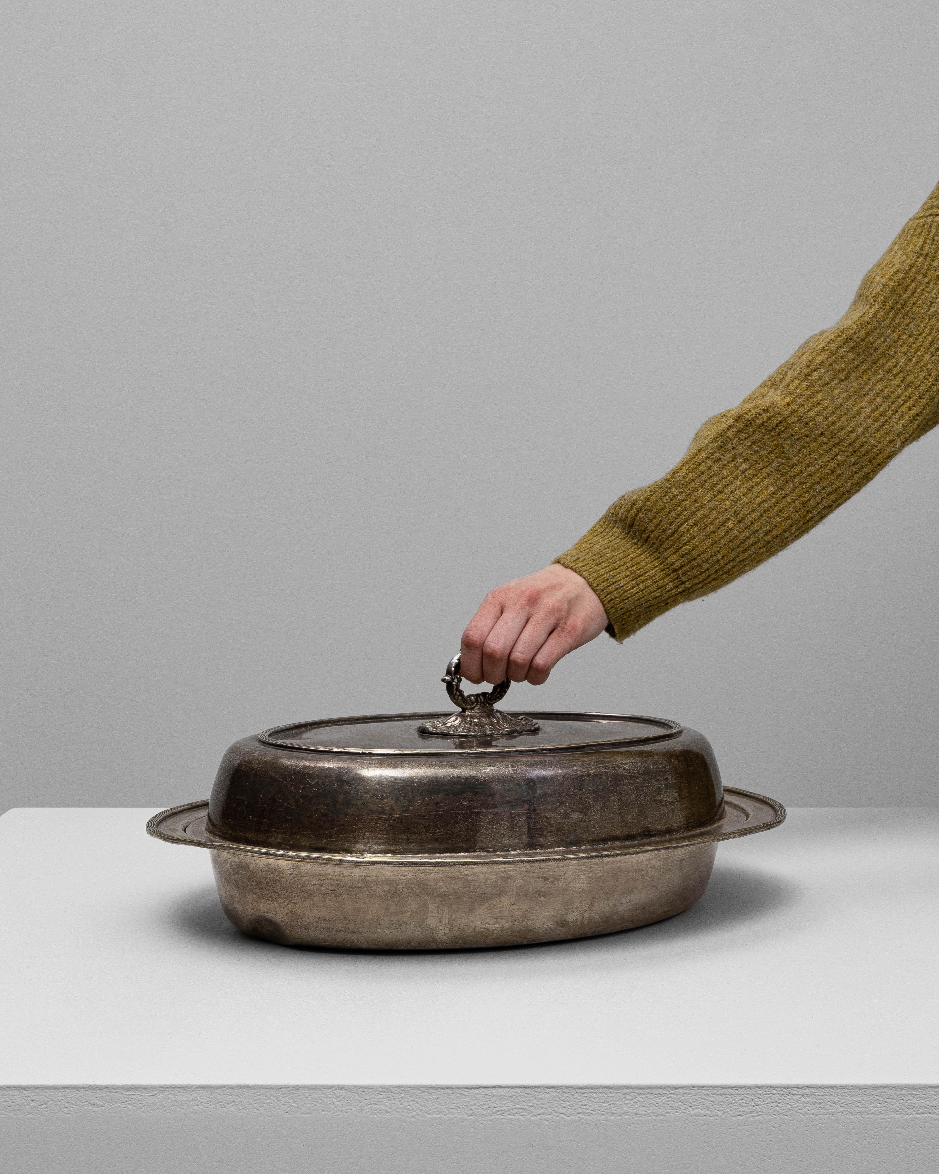 1900er Französische versilberte Bratpfanne im Angebot 2