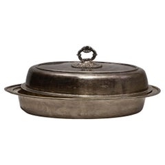 Rôtissoire française en métal argenté des années 1900