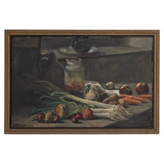 Quadro di natura morta francese del 1900 con cornice in legno