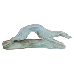 1900s French Terracotta Hound Sculpture