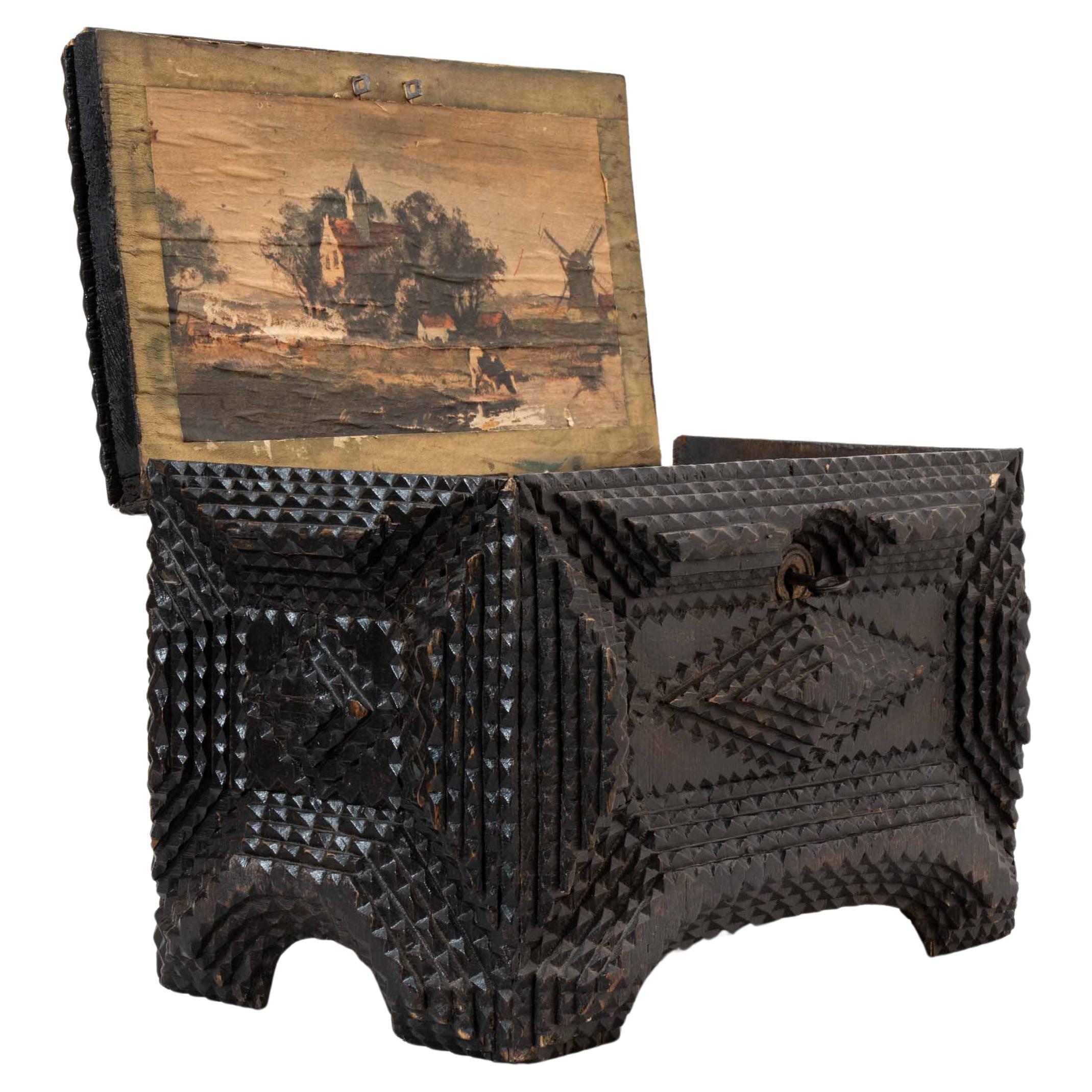 Scatola di Tramp Art francese del 1900