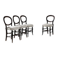1900s French Upholstered Dining Chairs, Set of Four