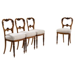 1900s French Upholstered Dining Chairs, Set of Four