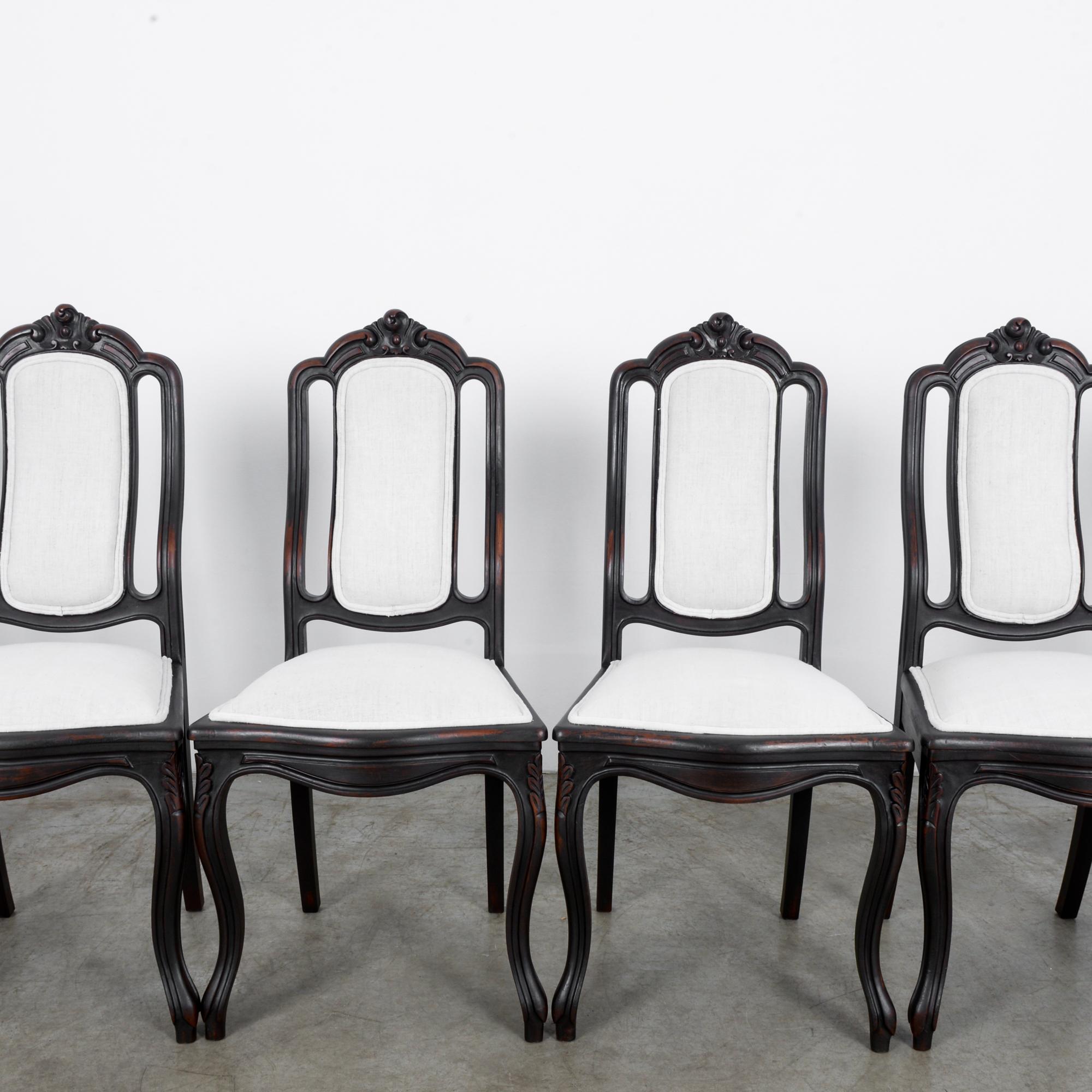 1900s French Upholstered Dining Chairs, Set of Six In Good Condition In High Point, NC