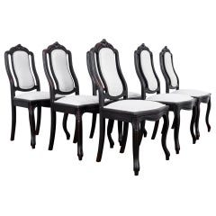 1900s French Upholstered Dining Chairs, Set of Six