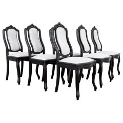 Set di sei sedie da pranzo imbottite francesi del 1900