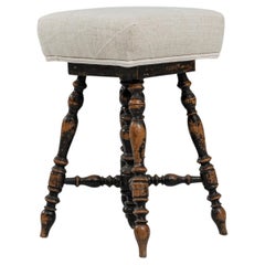 Tabouret rotatif rembourré français des années 1900