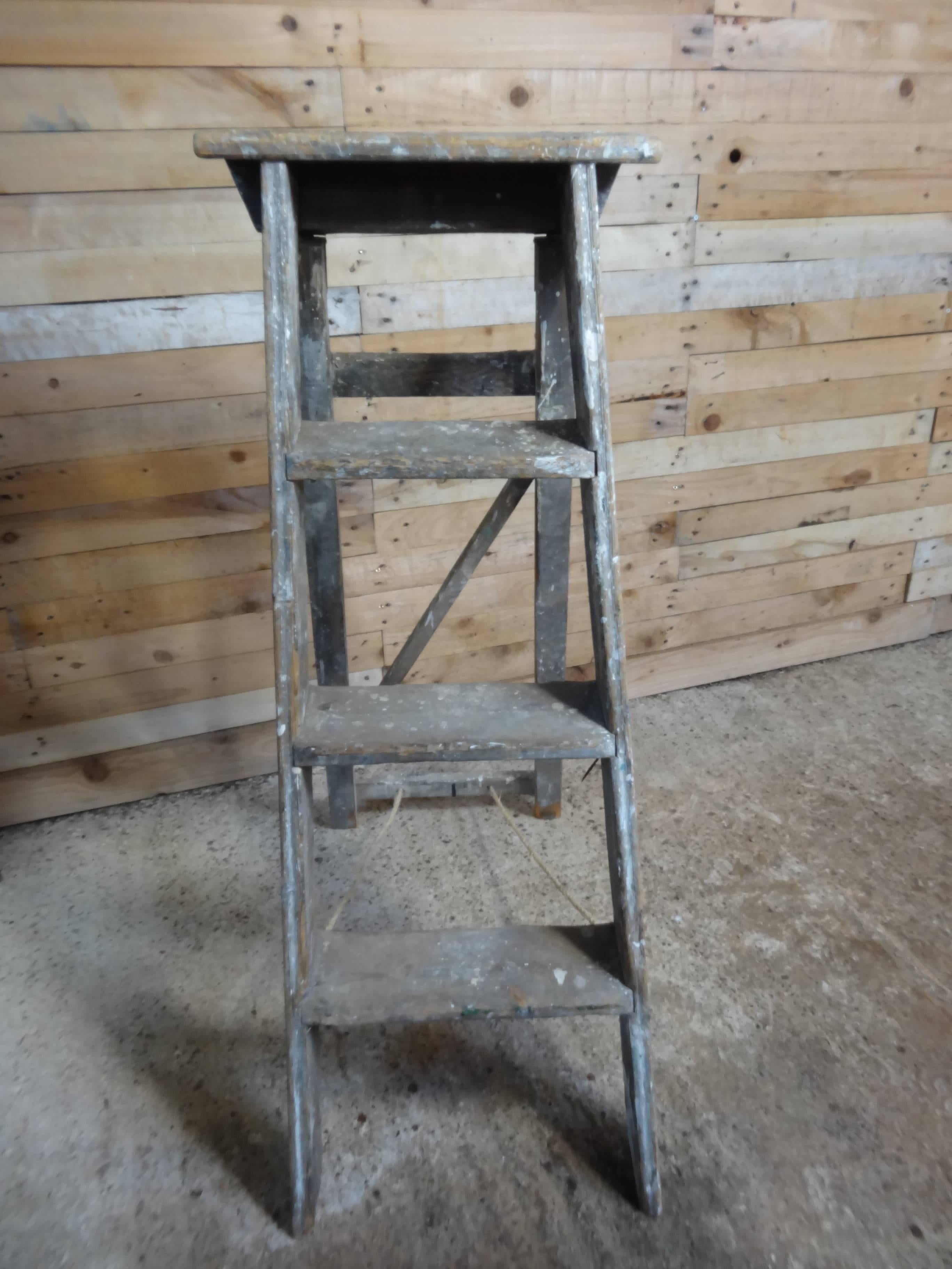 French Provincial 1900s French Vintage Artists Painting Ladder Library Steps / Shop Display