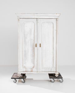 1900s French White Wooden Armoire