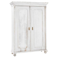 Antique 1900s French White Wooden Armoire