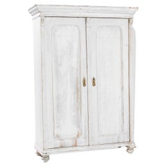 1900s French White Wooden Armoire