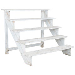 1900s French White Wooden Stepladder