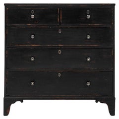 1900s French Wood Black Patinated Chest Of Drawers