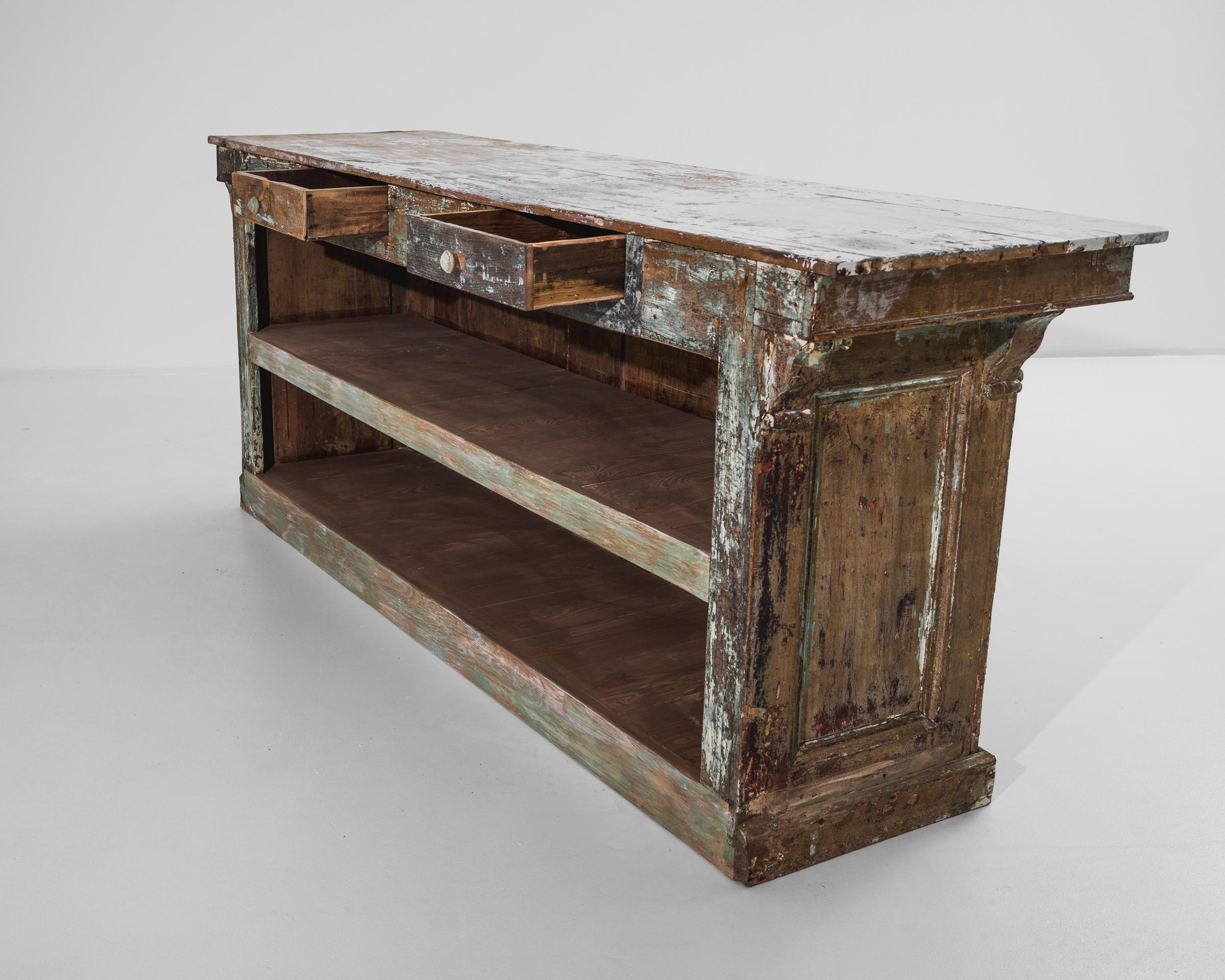 1900s French Wood Patinated Bar For Sale 1