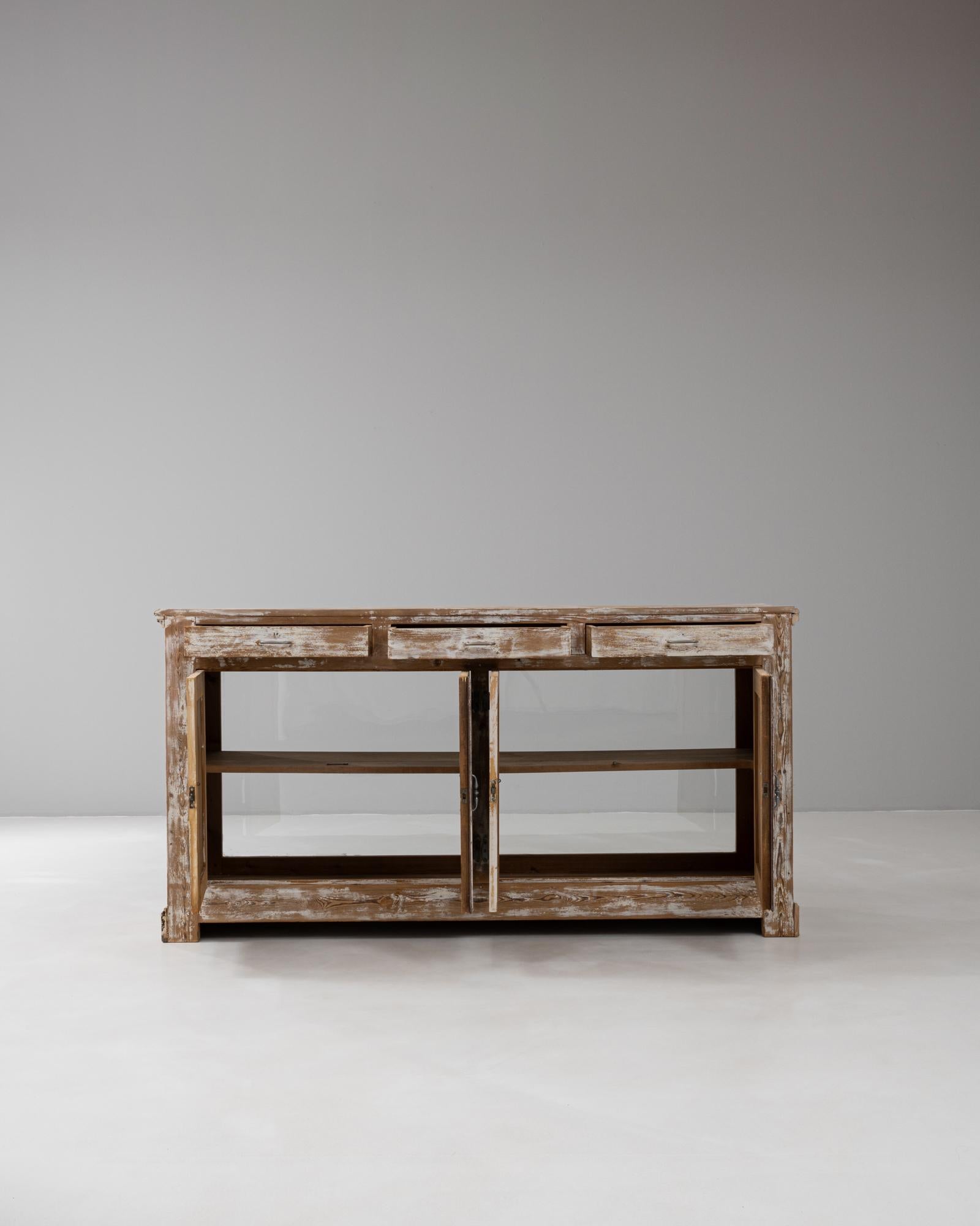 1900s French Wood Patinated Display Counter Shop For Sale 8