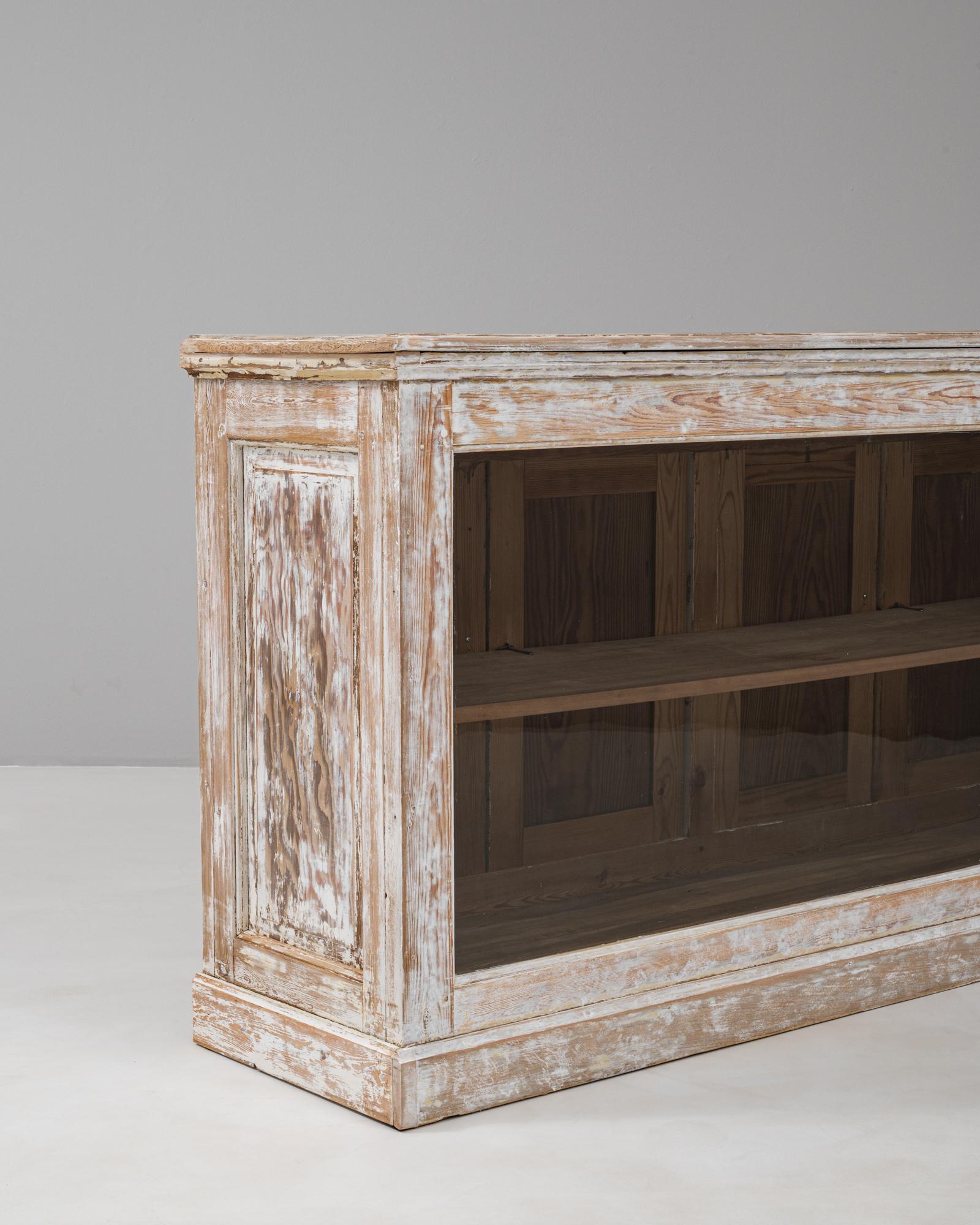 1900s French Wood Patinated Display Counter Shop For Sale 1