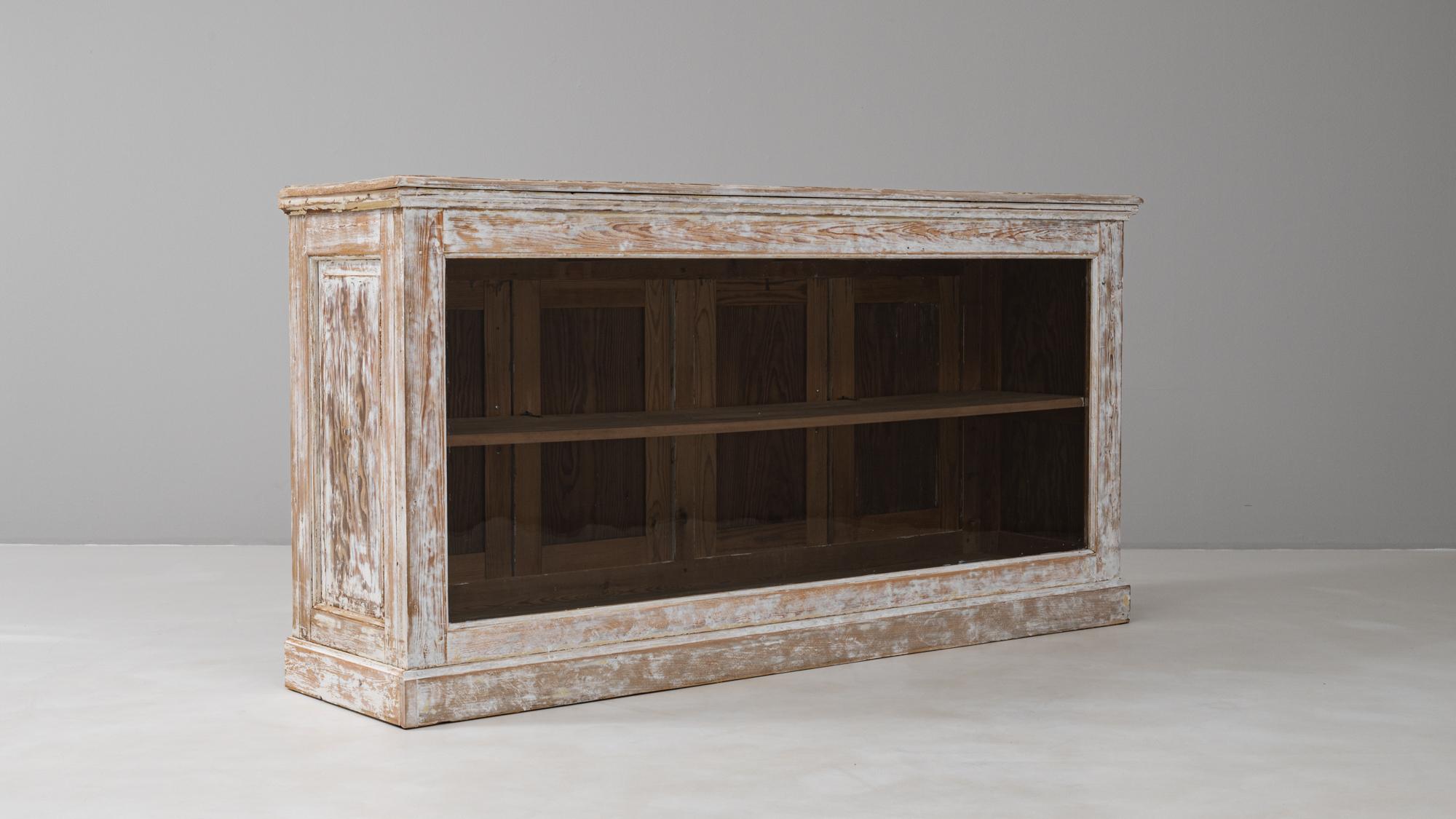 1900s French Wood Patinated Display Counter Shop For Sale 2