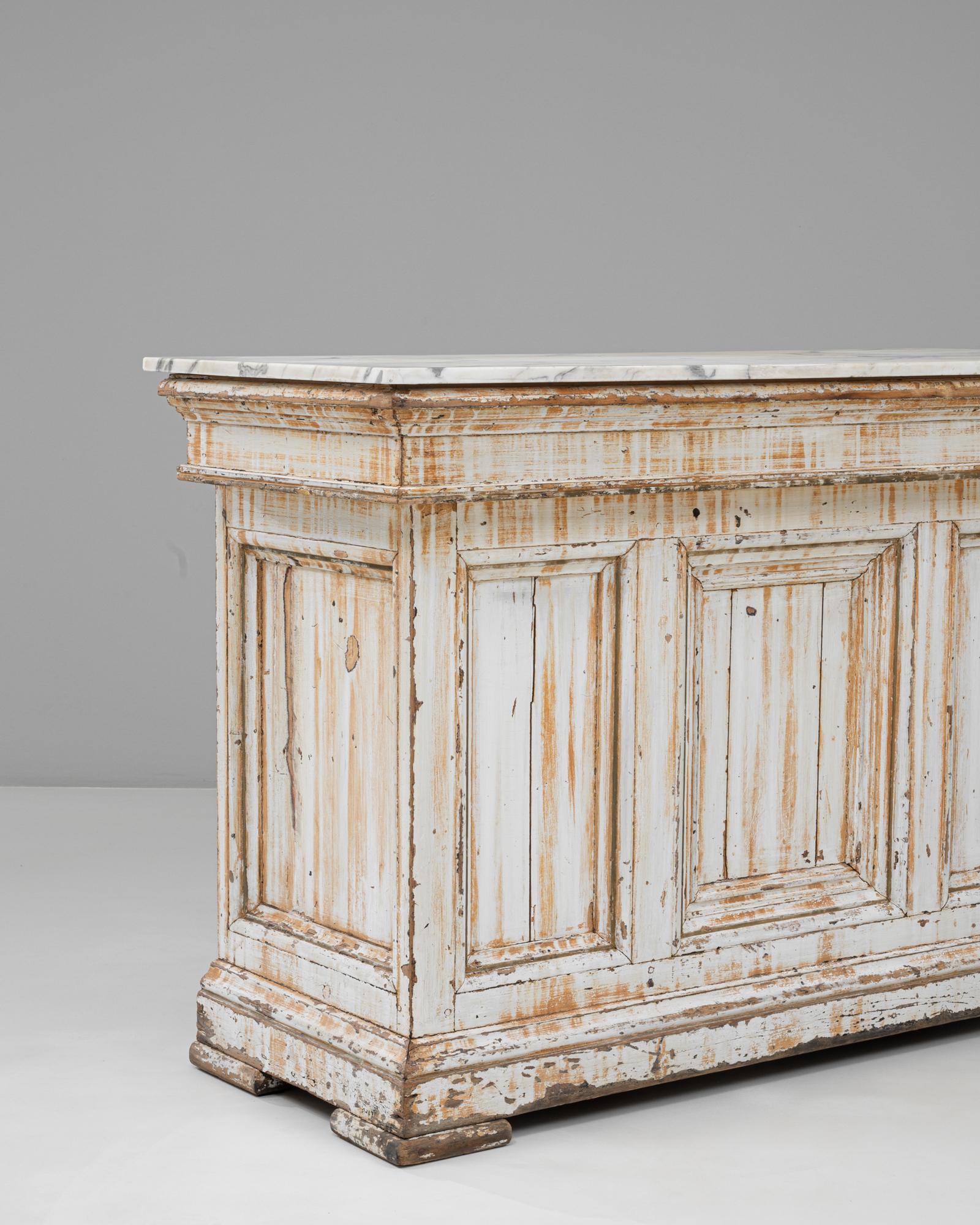 XX secolo Bar francese del 1900 in legno bianco patinato con piano in marmo in vendita