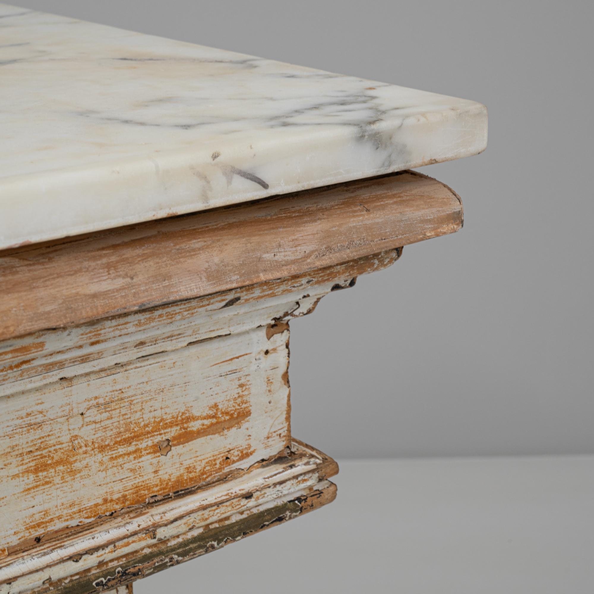 Bar francese del 1900 in legno bianco patinato con piano in marmo in vendita 1