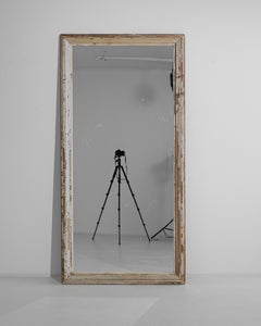 1900s French Wood White Patinated Floor Mirror
