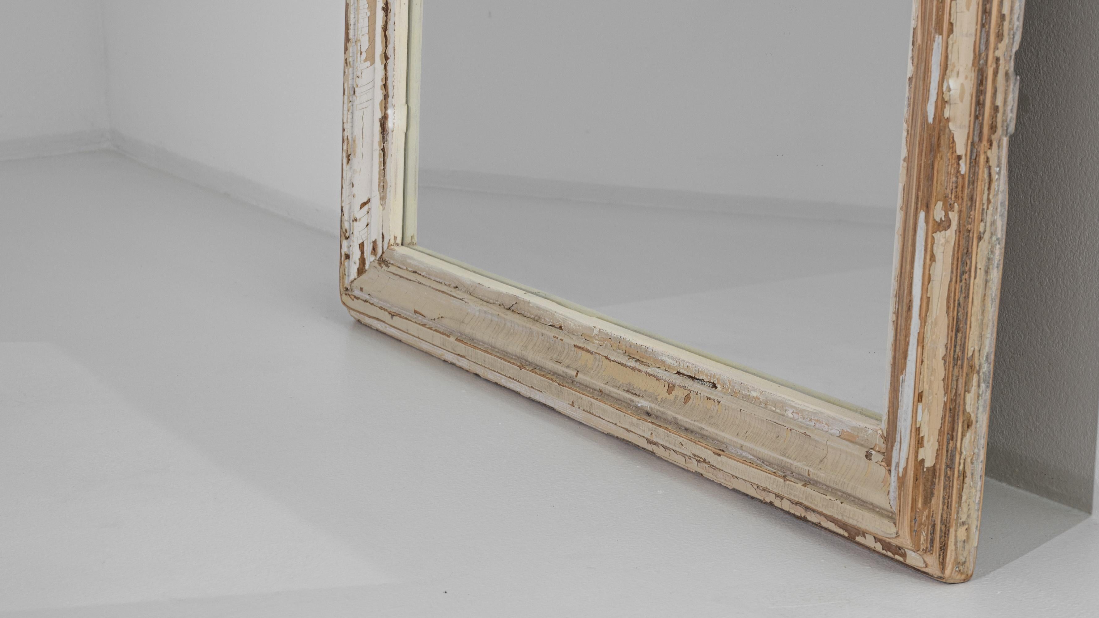 20th Century 1900s French Wood White Patinated Floor Mirror