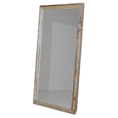1900s French Wood White Patinated Floor Mirror