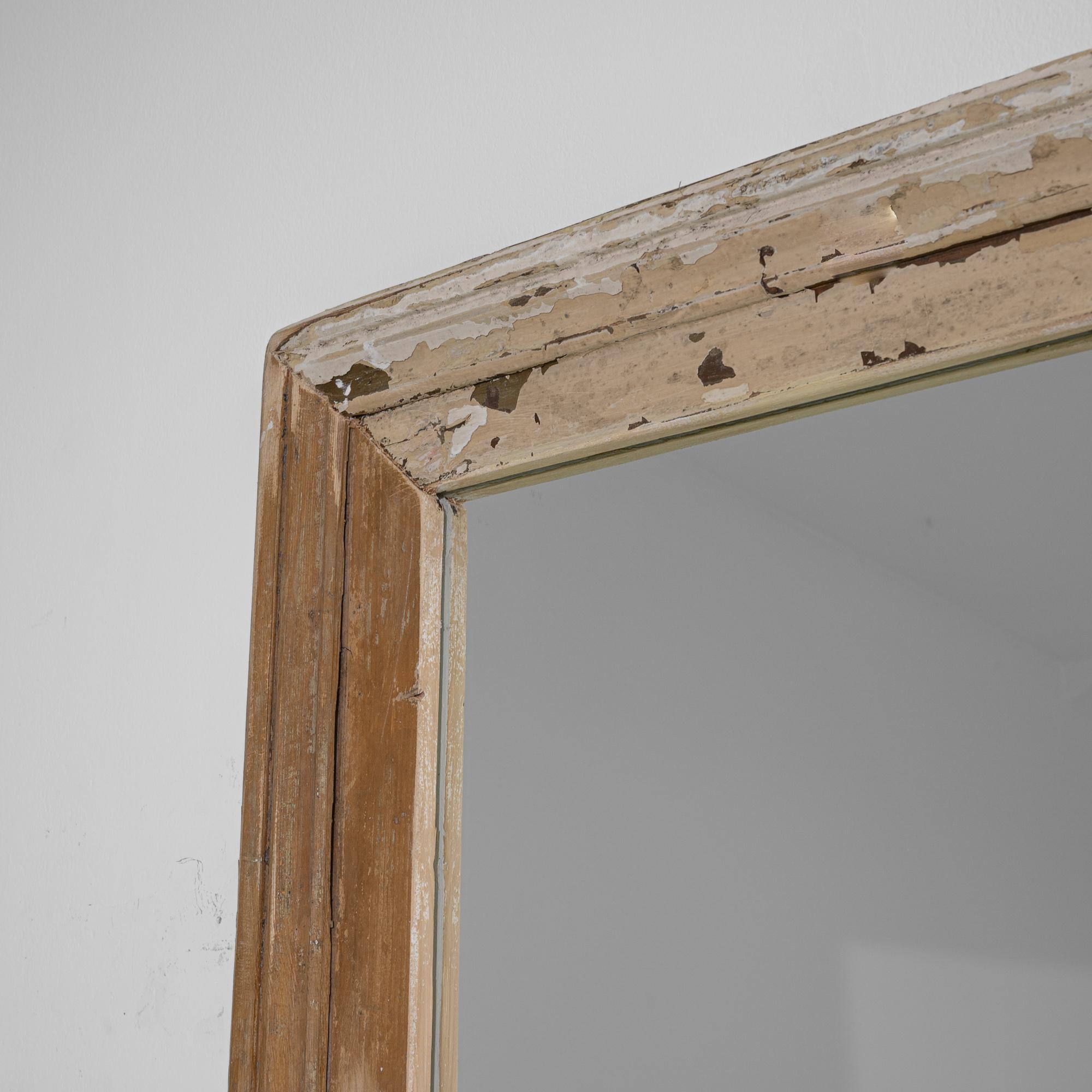 1900s French Wood White Patinated Mirror In Good Condition For Sale In High Point, NC