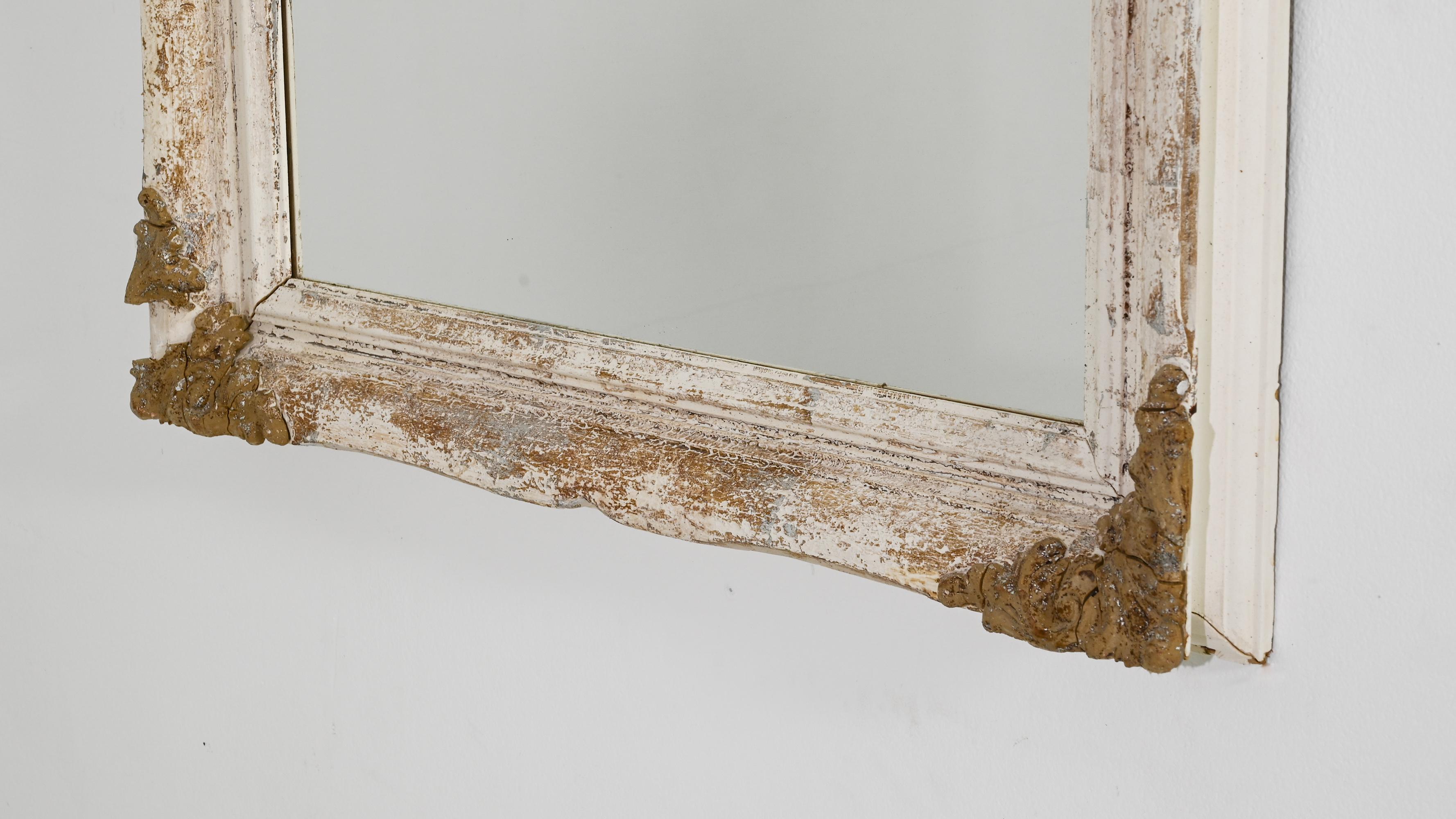 Français Miroir français des années 1900, patiné blanc en vente