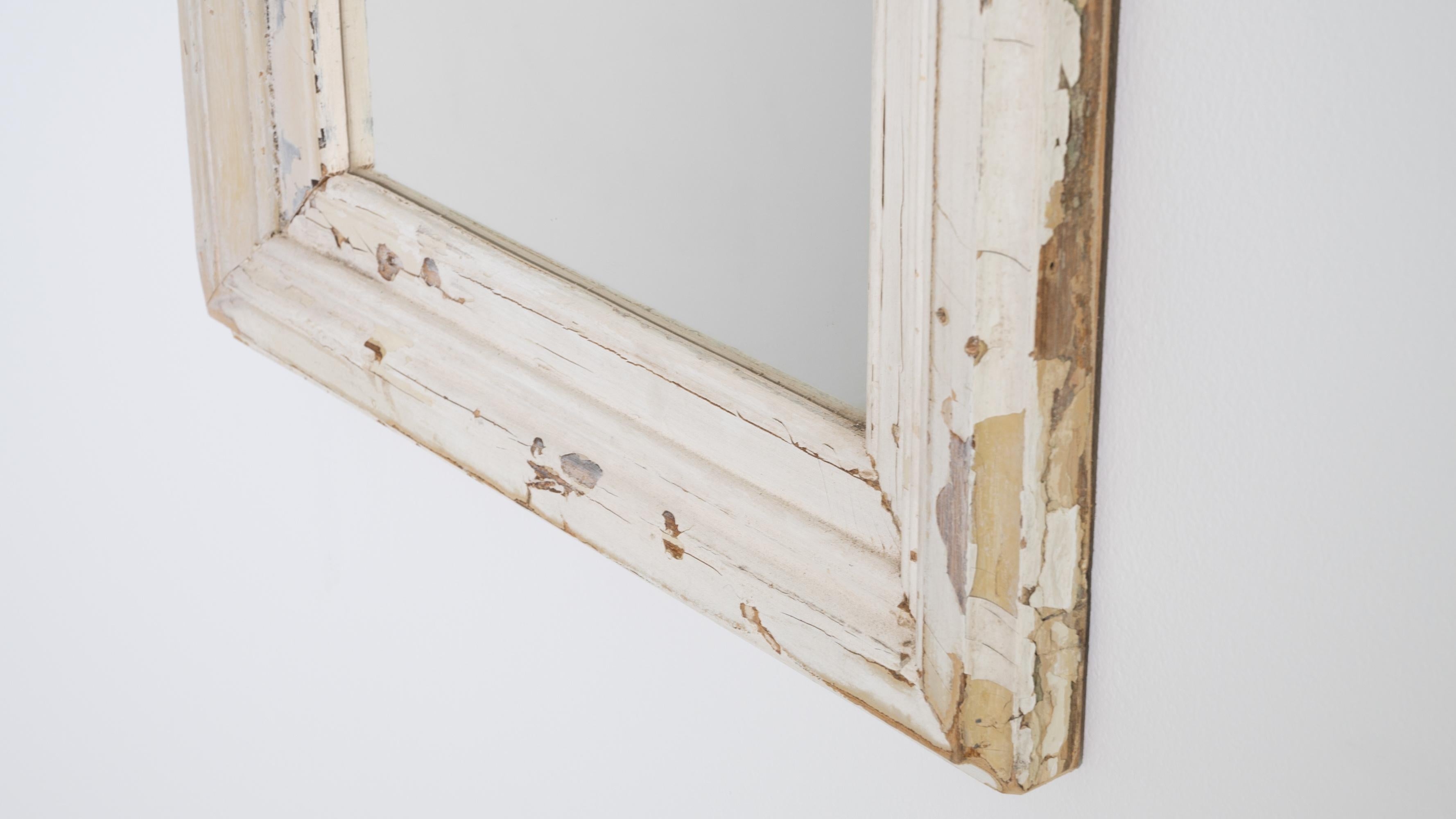 20th Century 1900s French Wood White Patinated Mirror For Sale