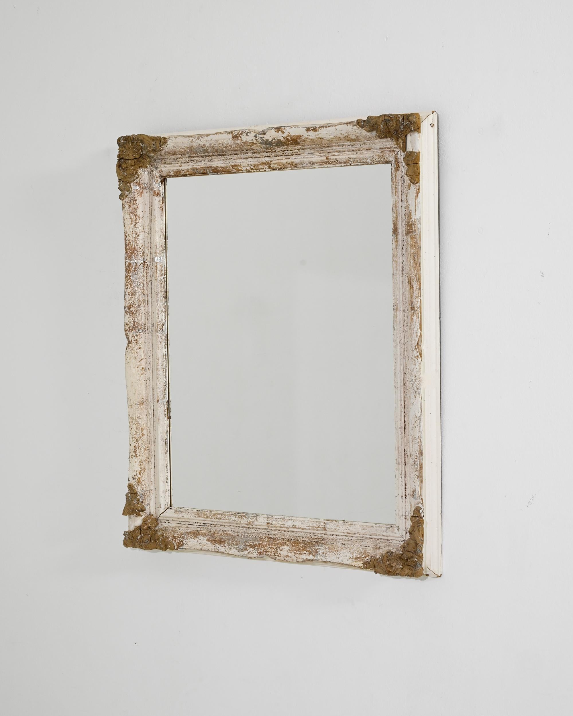 Patiné Miroir français des années 1900, patiné blanc en vente