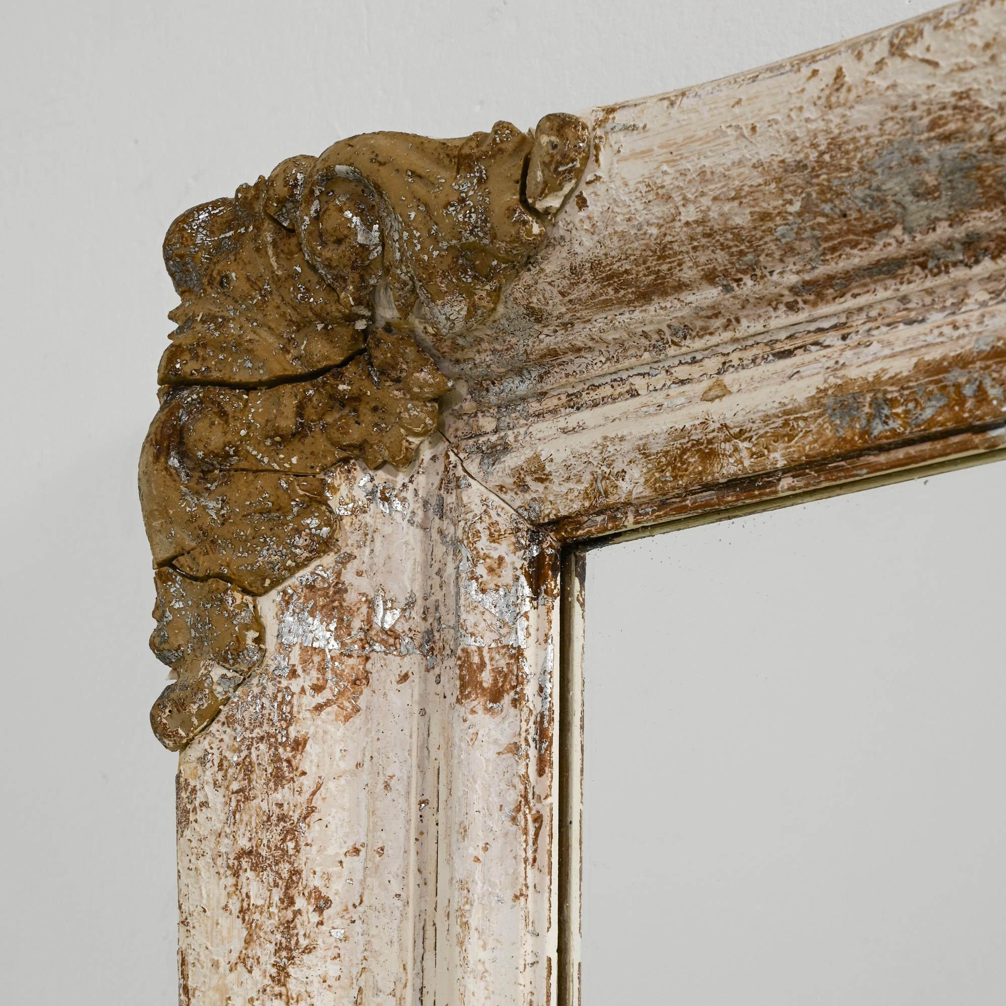 20ième siècle Miroir français des années 1900, patiné blanc en vente